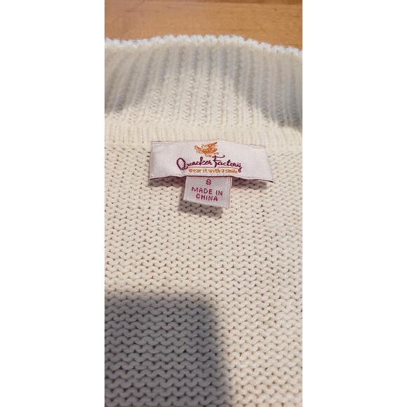 Quacker Factory Sweater Christmas White Zip Cardigan Sequin Cardinals sz 8 - Picture 10 of 15